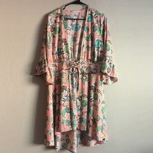 Floral Print Pink Cardigan